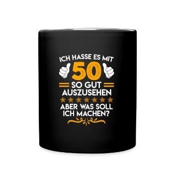 Herren Geburtstag 50 Jahre Papa 50. Geburtstag - Tasse einfarbig - Schwarz - Vorne