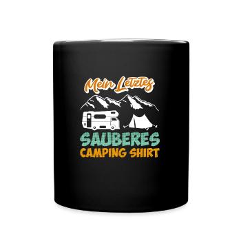 Letztes sauberes Camping Shirt - Tasse einfarbig - Schwarz - Vorne