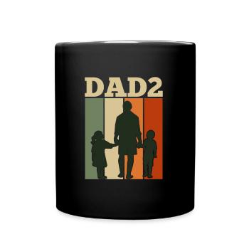 Vater 2 Kinder Papa 2 Söhn 2 Töchter Herren - Tasse einfarbig - Schwarz - Vorne