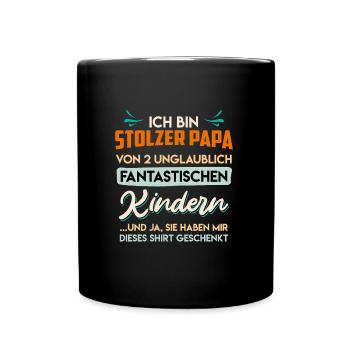Papa 2 Kinder Papa 2 Töchter 2 Söhne Vater - Tasse einfarbig - Schwarz - Vorne