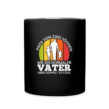 Papa 2 Kinder Vater 2 Söhne - Tasse einfarbig - Schwarz - Vorne