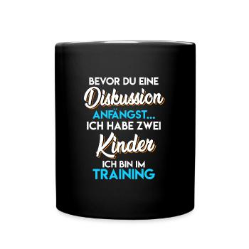 Vater 2 Kinder Papa 2 Kinder - Tasse einfarbig - Schwarz - Vorne