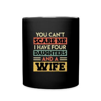Père 4 Filles Papa - Mug uni - noir - Devant