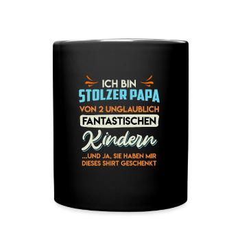 Papa 2 Kinder Papa 2 Töchter 2 Söhne Vater - Tasse einfarbig - Schwarz - Vorne