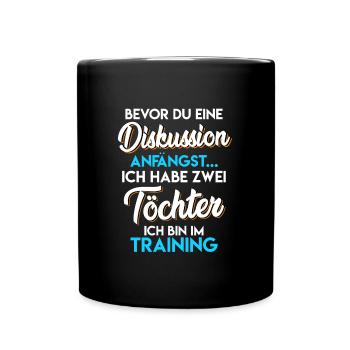 Vater 2 Söhn Papa 2 Kinder - Tasse einfarbig - Schwarz - Vorne