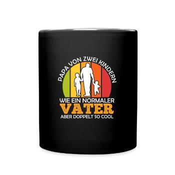 Papa 2 Kinder Vater 2 Söhne 2 Töchter - Tasse einfarbig - Schwarz - Vorne