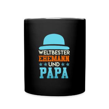 Weltbester Ehemann und Vater Papa - Tasse einfarbig - Schwarz - Vorne