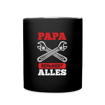 Papa repariert alles Bastler - Tasse einfarbig - Schwarz - Vorne