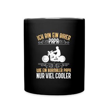 Biker Papa Motorrad Vater Motorrad Fahrer - Tasse einfarbig - Schwarz - Vorne