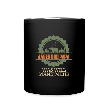 Jäger und Papa was will Mann mehr Jäger Papa - Tasse einfarbig - Schwarz - Vorne