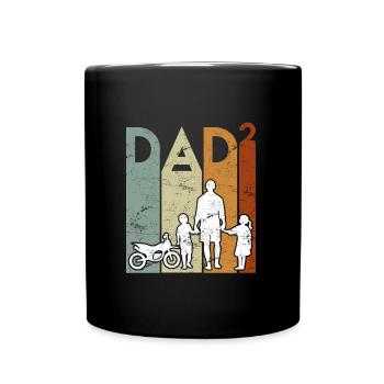 Deux fois Papa Moto Père Papa 2 Enfants - Mug uni - noir - Devant