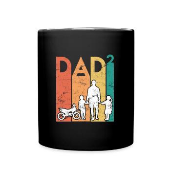 Deux fois Papa Moto Père Papa 2 Enfants - Mug uni - noir - Devant