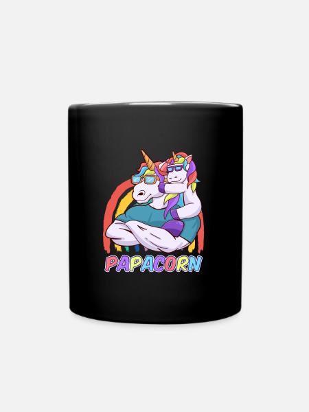 Papa Tochter Papacorn Vater Tochter Herren - Tasse einfarbig - Schwarz