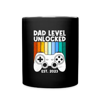 Dad Level unlocked werdender Vater 2023 - Tasse einfarbig - Schwarz - Vorne