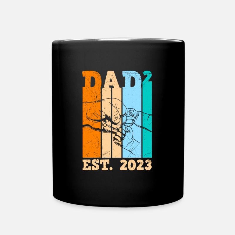 2. Kind 2023 Papa 2 Kinder Vater - Tasse einfarbig - Schwarz