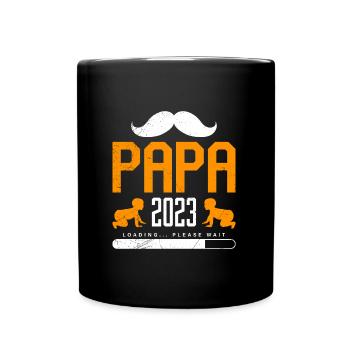 Papa 2023 loading werdender Papa 2023 - Tasse einfarbig - Schwarz - Vorne