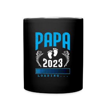 Papa 2023 loading werdender Papa 2023 - Tasse einfarbig - Schwarz - Vorne