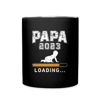 Papa 2023 loading werdender Papa 2023 Vater 2023 - Tasse einfarbig - Schwarz - Vorne