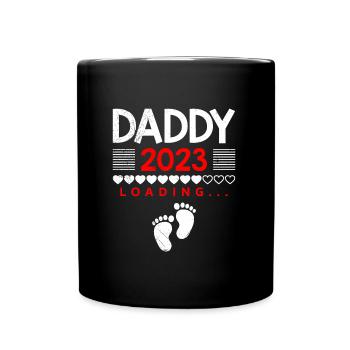 Daddy 2023 loading werdender Papa 2023 - Tasse einfarbig - Schwarz - Vorne