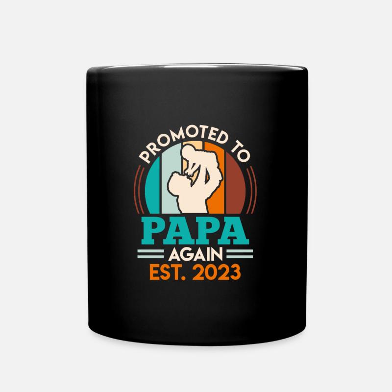 Zweites Kind 2023 Zweifacher Papa 2 Kinder Vater - Tasse einfarbig - Schwarz