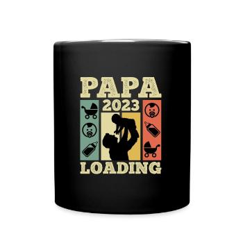Papa 2023 loading werdender Papa 2023 - Tasse einfarbig - Schwarz - Vorne