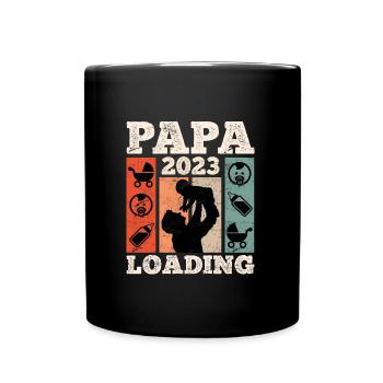 Papa 2023 loading werdender Papa 2023 - Tasse einfarbig - Schwarz - Vorne