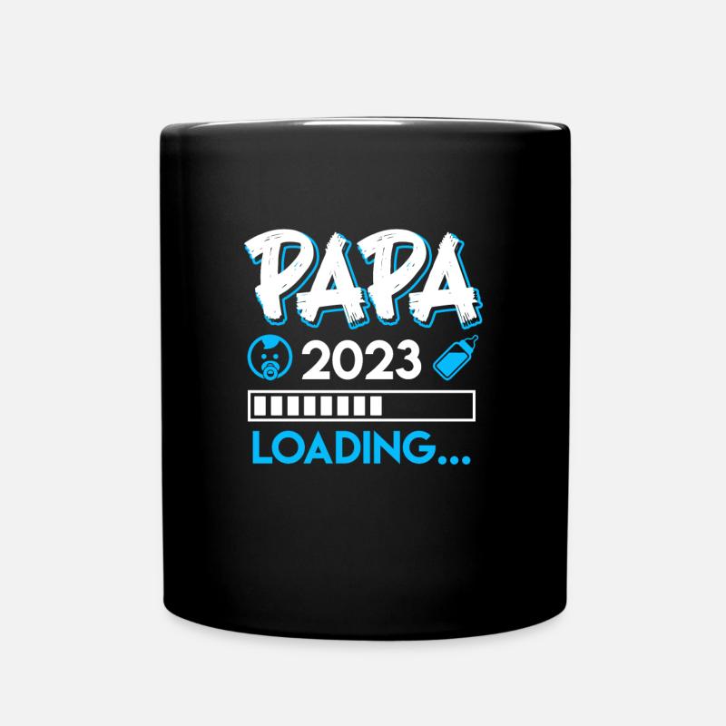 Papa 2023 loading werdender Papa Vater 2023 - Tasse einfarbig - Schwarz