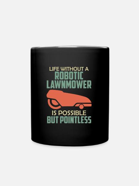 Lawn mowing robot robotic lawn mower - Full Colour Mug - black