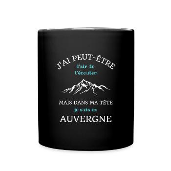 dans ma tete auvergne humour auvergnat cadeau - Mug uni - noir - Devant