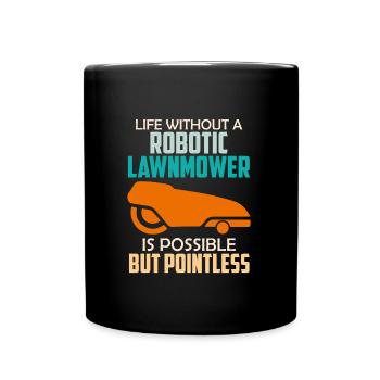 Robot de tonte de pelouse robotisé tondeuse - Mug uni - noir - Devant