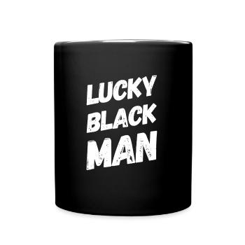 homme noir chanceux - Mug uni - noir - Devant