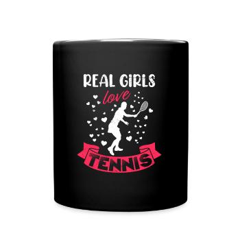 Les vraies filles adorent les femmes de tennis - Mug uni - noir - Devant