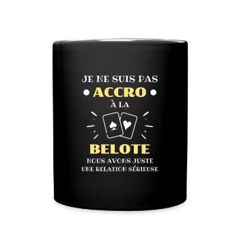 accro belote humour belote homme cadeau drole - Mug uni - noir - Devant