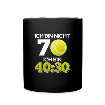 Tennisspieler 70 Jahre 70. Geburtstag 70 Jahre - Tasse einfarbig - Schwarz - Vorne