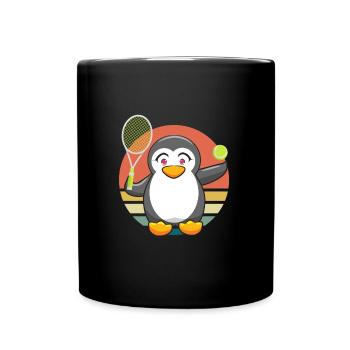 Tennis Pinguin Kinder Tennis - Tasse einfarbig - Schwarz - Vorne