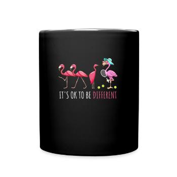 Tennis Damen Tennisspielerin Tennis Flamingo - Tasse einfarbig - Schwarz - Vorne