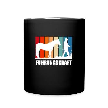 Pferde Fürhungskraft Reitsport - Tasse einfarbig - Schwarz - Vorne