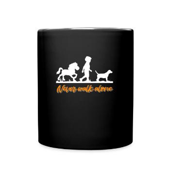 Pferd Hund Reiterin Pferde Mädchen - Tasse einfarbig - Schwarz - Vorne