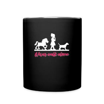 Pferd Hund Reiterin Pferde Mädchen - Tasse einfarbig - Schwarz - Vorne