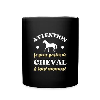 parler de cheval humour cavalière fille équitation - Mug uni - noir - Devant