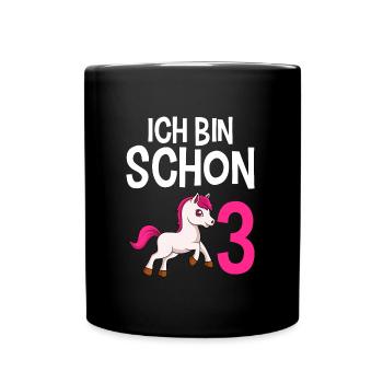 3 Jahre Mädchen 3. Geburtstag Mädchen - Tasse einfarbig - Schwarz - Vorne
