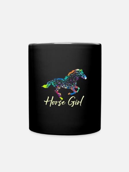 Cheval Fille Cavalier Cheval Fille - Mug uni - noir
