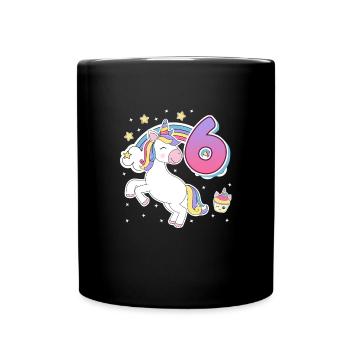 Endlich 6 Jahre 6. Geburtstag Pferde Mädchen - Tasse einfarbig - Schwarz - Vorne