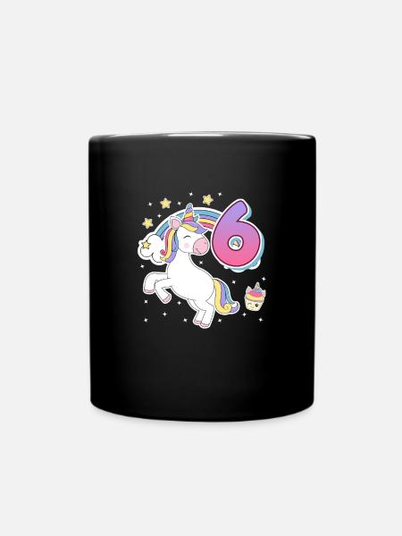 Endlich 6 Jahre 6. Geburtstag Pferde Mädchen - Tasse einfarbig - Schwarz