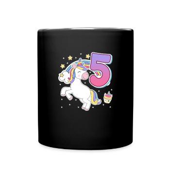 5th Birthday Girl Horse Girl 5 years - Full Colour Mug - black - Front