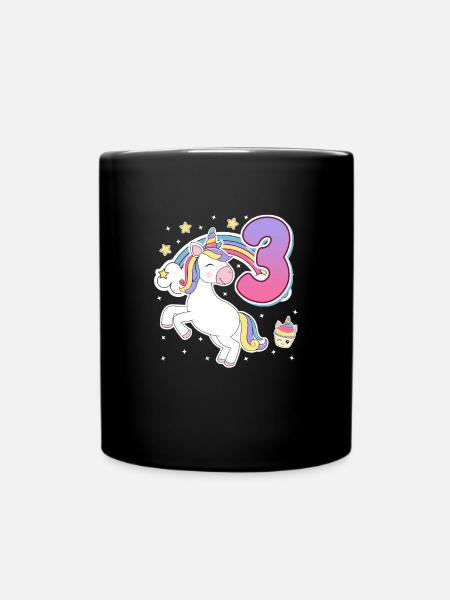 3. Geburtstag Mädchen Pferde Mädchen 3 Jahre - Tasse einfarbig - Schwarz