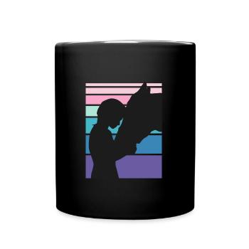 Cavalier Cheval Amour Chevaux Filles Sport équestre - Mug uni - noir - Devant