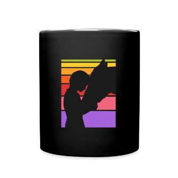 Cavalier Cheval Amour Chevaux Filles Sport équestre - Mug uni - noir - Devant