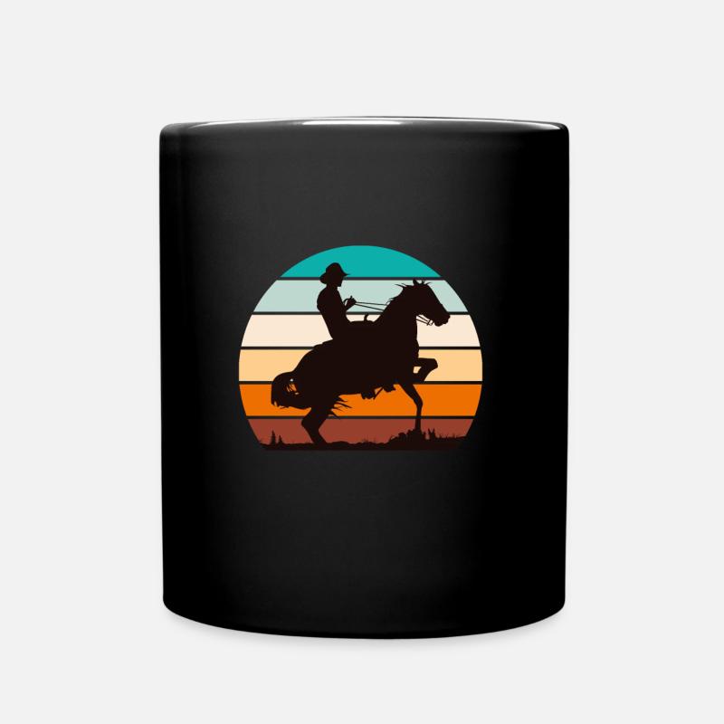 Western Cowboy Reiter Pferde - Tasse einfarbig - Schwarz