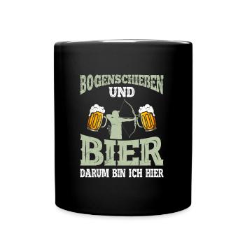 Bogenschießen und Bier Männer - Tasse einfarbig - Schwarz - Vorne